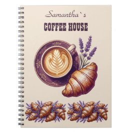 Anpassad Caffé Merch Vintage Croissant Med Lavende Anteckningsbok