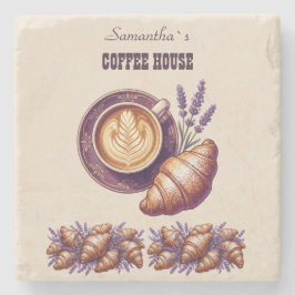 Anpassad Caffè Merch Vintage Croissant Med Lavende Stenunderlägg