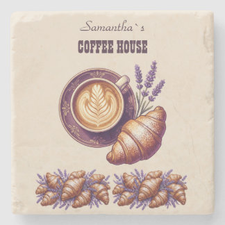 Anpassad Caffè Merch Vintage Croissant Med Lavende Stenunderlägg