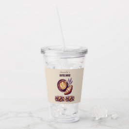 Anpassad Caffé Merch Vintage Croissant Med Lavende Take Away Mugg