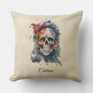 Anpassad Calavera Hermosa Dag för Döda Skalle Kudde