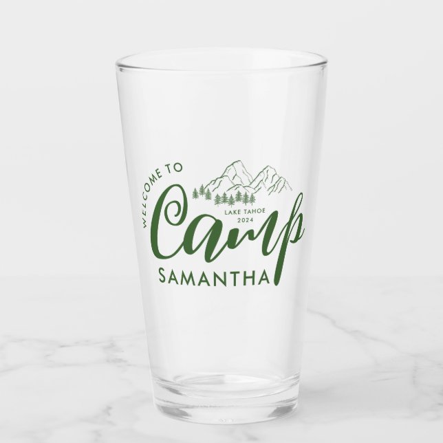 Anpassad Camp Bachelorette Party Modern Rustic Glaskopp (Framsida)