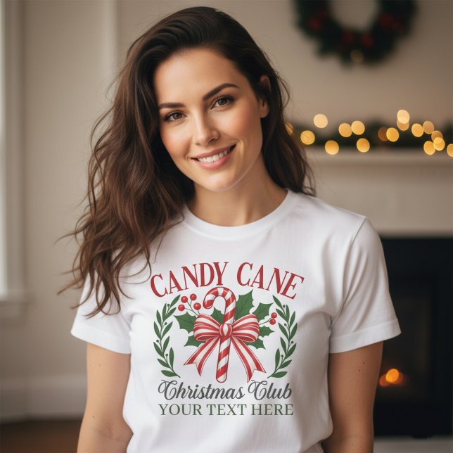 Anpassad Candy Cane Julklubb Julkrans T Shirt (Skapare uppladdad)