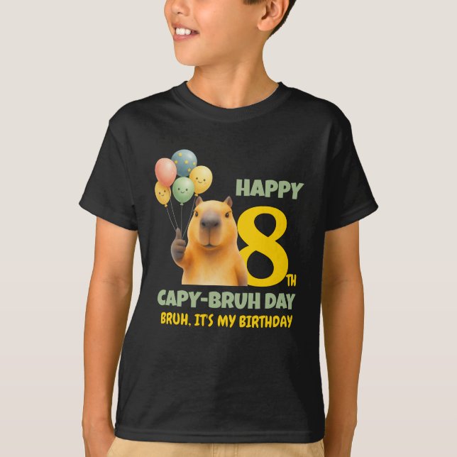 Anpassad Capybara GLAD CAPYBRUH DAG 8-årsdag T Shirt (Framsida)