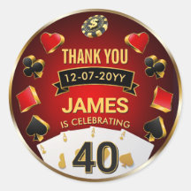 Anpassad Casino Födelsedagsfest Vegas Poker Tack