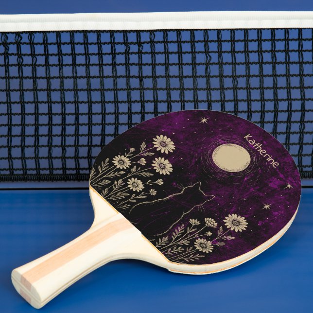 Anpassad Celestial Katt Blommig Lila Pingisracket (Insitu)