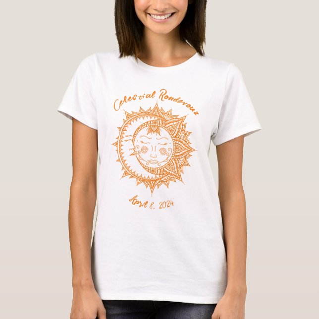 Anpassad Celestial Rendezvous Eclipse  T Shirt (Framsida)