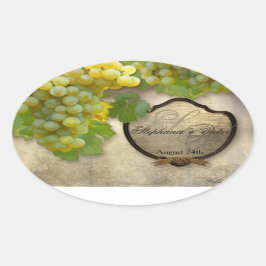 Anpassad Chardonnay Grapes Art med etiketten Vin F Ovalt Klistermärke