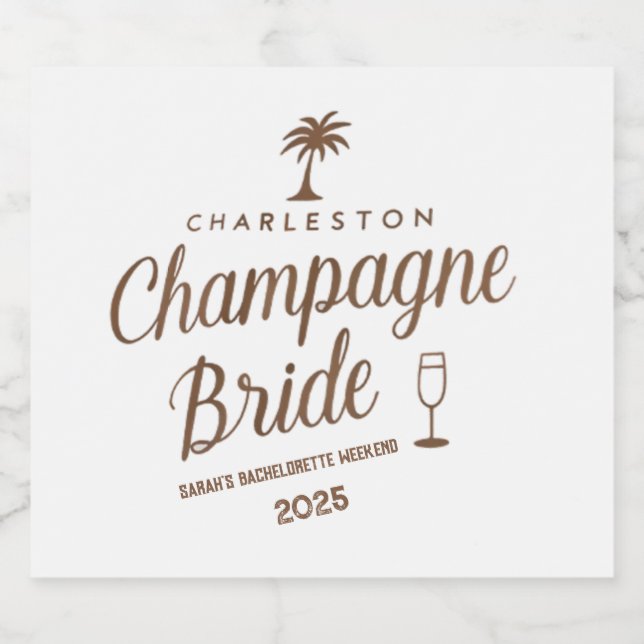 Anpassad Charleston Champagne Brud Möhippa  (Enkel etikett)