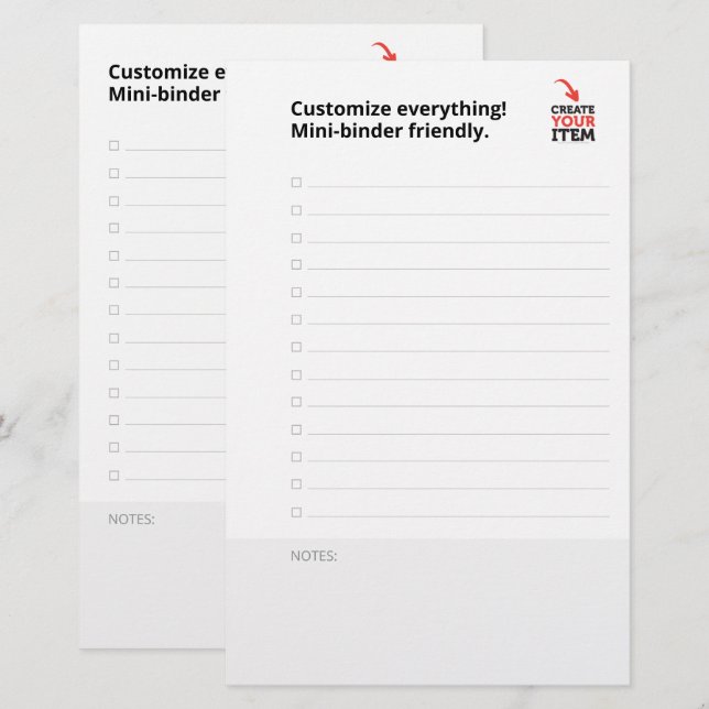 Anpassad CHECKLISTA redigerbar minimalistisk enkel Brevpapper (Fram/baksida)