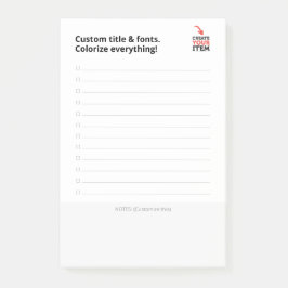 Anpassad CHECKLISTA redigerbar minimalistisk enkel Post-it Block