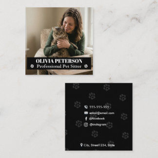 Anpassad Chic Fyrkantig Husdjurs-Sittare-Foto Fyrkantigt Visitkort