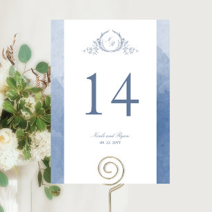 Anpassad, Chic Monogram Dammig Blå Bröllopsklännin