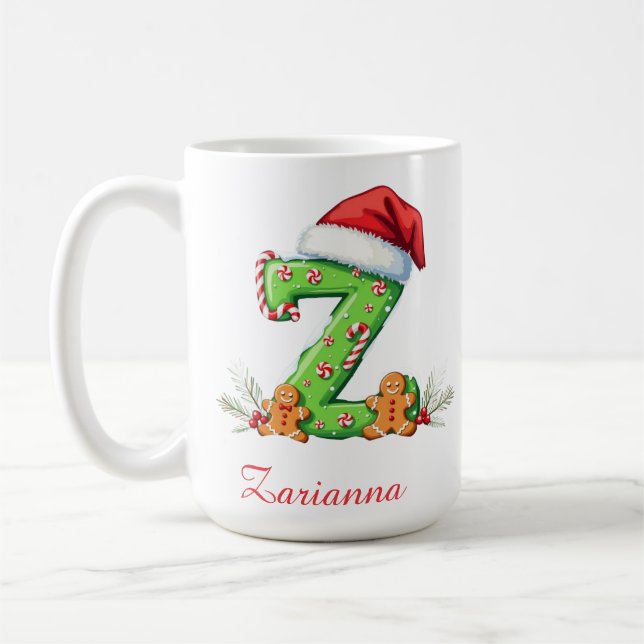 Anpassad chic stilfull initial Z glad jul  Kaffemugg (Vänster)