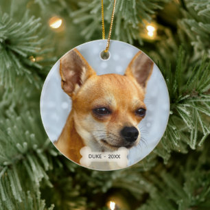 Anpassad Chihuahua hund foto Julgransprydnad Keramik