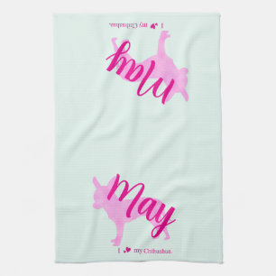 Anpassad Chihuahua Siluett Rosa Mint Hundmamma Pre Kökshandduk