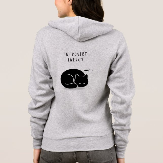 Anpassad Citat Svart Katt Introvert Energi Kvinnor T Shirt (Baksida)