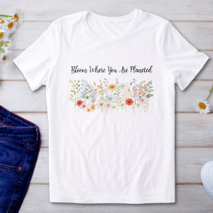 Anpassad Citat Vattenfärg Vild Blomma Blommig Eleg T Shirt