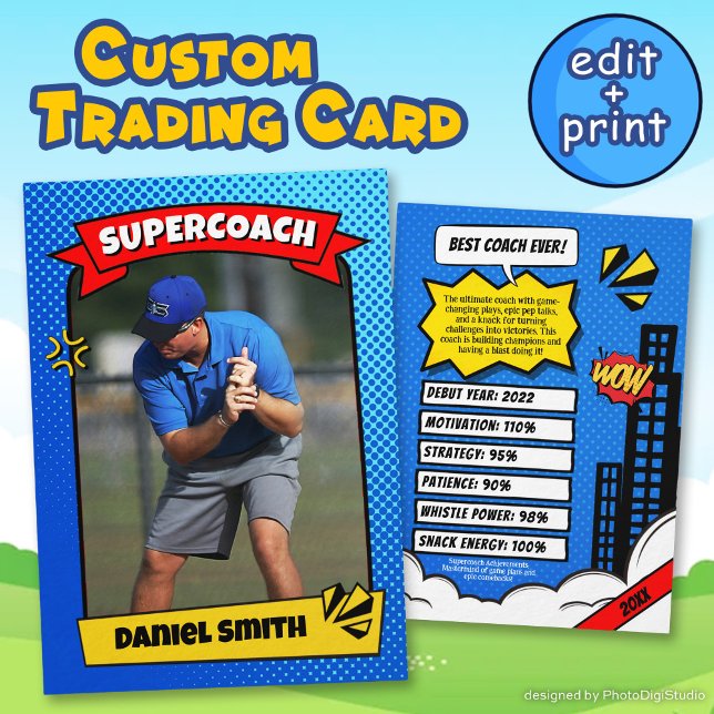 Anpassad Coach Trading Card-serie, Bästa Tränaren  (Custom Coach Trading Card Comic, Best Coach Ever)