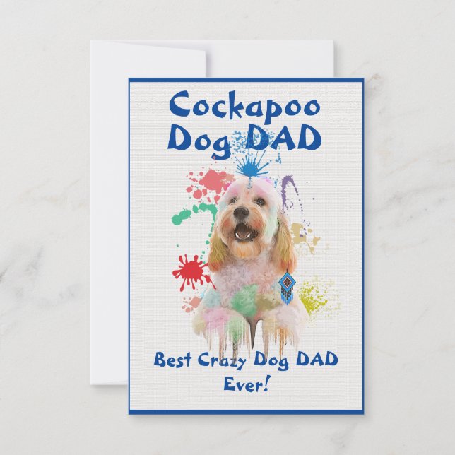 Anpassad Cockapoo pappa Hund Bästa Galna Hundpappa Tack Kort (Framsida)