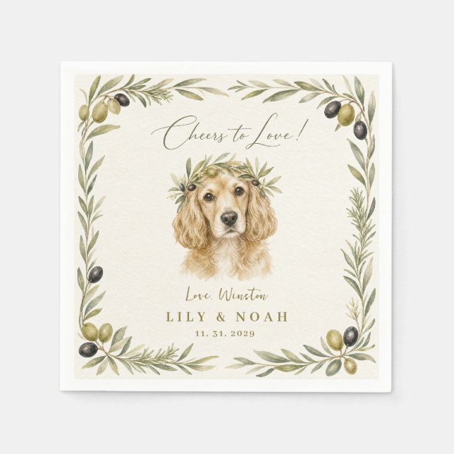 Anpassad Cocker Spaniel Bröllops Hund Olive Grove  Pappersservett (Framsidan)