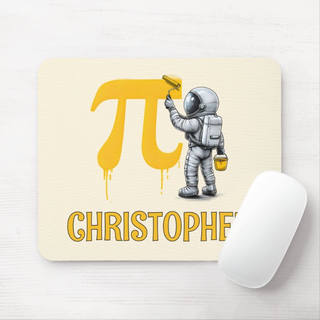 Anpassad cool astronautmålning Pi-symbol Pi-dagen  Musmatta (Med mus)