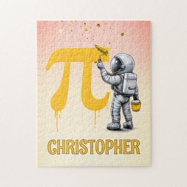 Anpassad cool astronautmålning Pi-symbol Pi-dagen  Pussel (Vertikal)