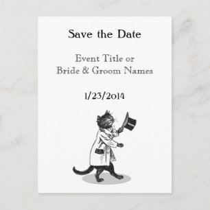 Anpassad Cool Cat Save the Date-brevkort Meddelande Vykort