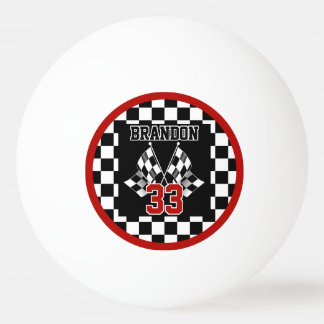 Anpassad Cool Svart Och Vit Rutig Flagga Mönster Pingisboll