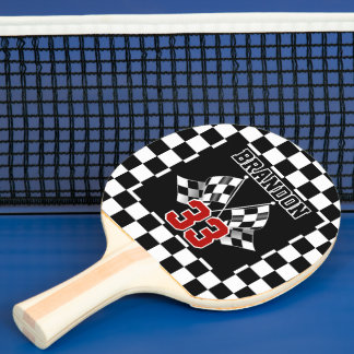 Anpassad cool svart och vit rutig flagga mönster pingisracket