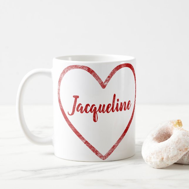 Anpassad Coola för fläckad röd hjärtform Kaffemugg (Med munk)