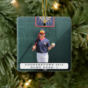 Anpassad Cooperstown Foto Hemma Run Minne Julgransprydnad Keramik