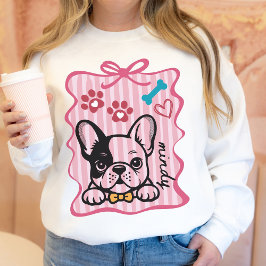 Anpassad Coquette Handritad Fransk Bulldog Mamma T Shirt