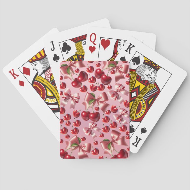 Anpassad Coquette Hjärtan Körsbärsbåge Mönster Casinokort (Baksidan)