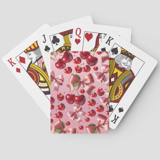 Anpassad Coquette Hjärtan Körsbärsbåge Mönster Casinokort (Baksidan)
