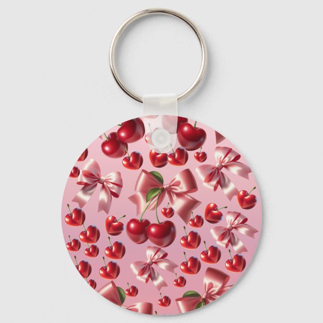 Anpassad Coquette Hjärtbåge Mönster Nyckelring (Framsida)