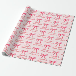 Anpassad Coquette Rosa Rosett Flicka Bröllopsdusch Presentpapper