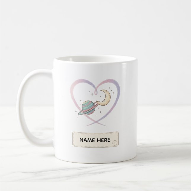 Anpassad Cosmic Heart Namn Mugg (Vänster)