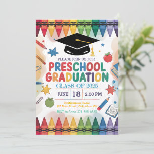 Anpassad Crayon-Thated Preschool Studenten Inbjudningar