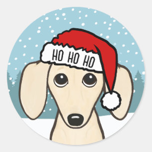 Anpassad Cream Dachshund Tomte Söt Wiener Hund Runt Klistermärke
