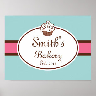 Anpassad Cupcake Bakery skylt konsttryck