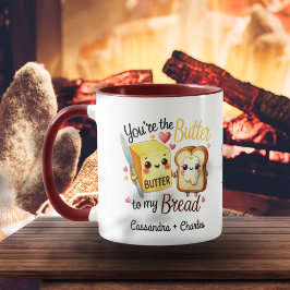 Anpassad cute-Par "Butter to My Bread" Mugg