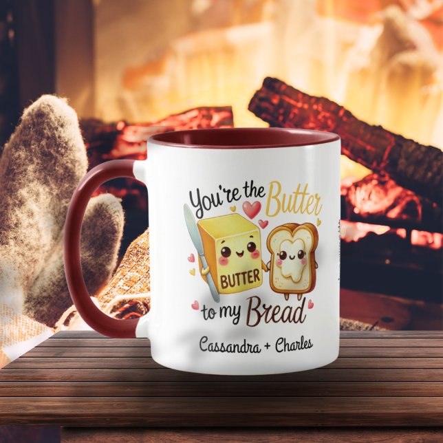 Anpassad cute-Par "Butter to My Bread" Mugg (Customized Couples Cute "Butter to My Bread" Mug)