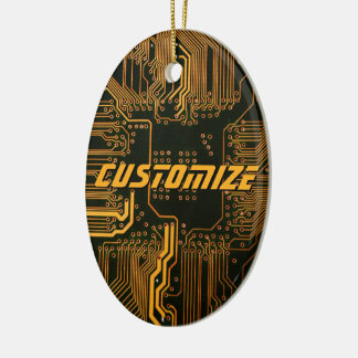 Anpassad Cyber Orange PCB Kretskort Tech Konst Julgransprydnad Keramik