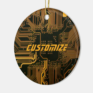 Anpassad Cyber Orange PCB Kretskort Tech Konst Julgransprydnad Keramik