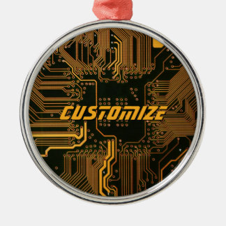 Anpassad Cyber Orange PCB Kretskort Tech Konst Julgransprydnad Metall