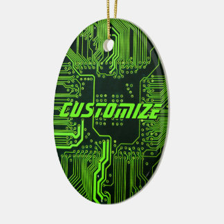 Anpassad Cybergrön PCB-kretskort Tech Art Julgransprydnad Keramik