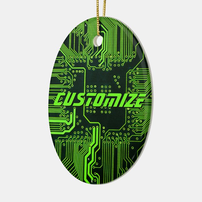 Anpassad Cybergrön PCB-kretskort Tech Art Julgransprydnad Keramik (Vänster)