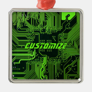 Anpassad Cybergrön PCB-kretskort Tech Art Julgransprydnad Metall