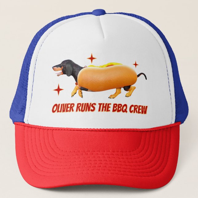 Anpassad Dachshund BBQ-crew Rolig Wienerhund Keps (Framsida)